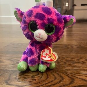 Ty Beanie Boo Gilbert Plush Giraffe in Purple and Green